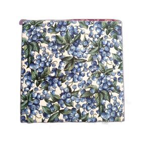 Vintage blueberry tile trivet hot pad felt back 6"X6" Maine cottage